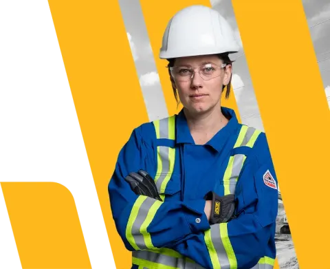 A female worker in PPE