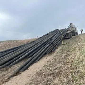 Drill pipe on a truck bed