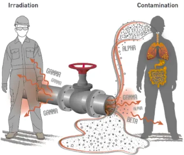 Diagram of how radiation can lead to contamination