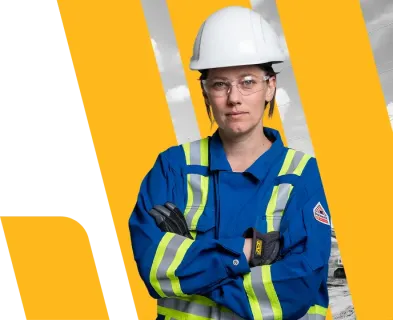 A female worker in PPE