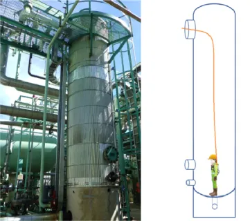 Vessel and approximate diagram showing how worker would  have accessed and been positioned within the vessel